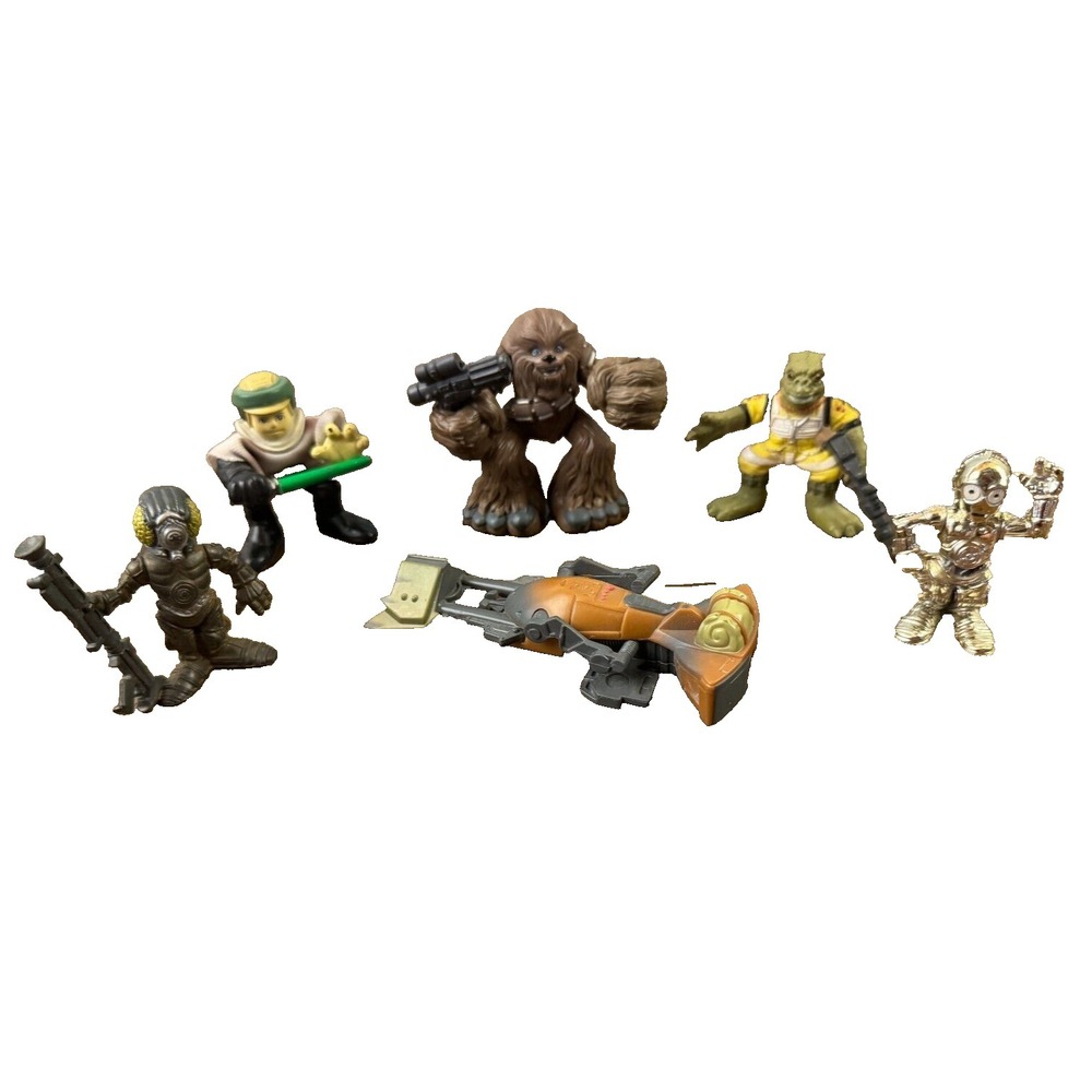 Playskool Star Wars Galactic Heroes Lot Endor Luke C-3PO Chewbacca Bounty Hunter